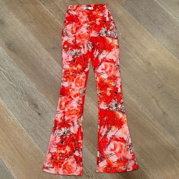 Tiger Mist Floral Sheer Flared Pants XS - Picture 2 of 11